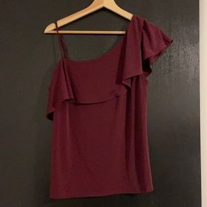 Maroon banana Republic asymmetrical top size small
